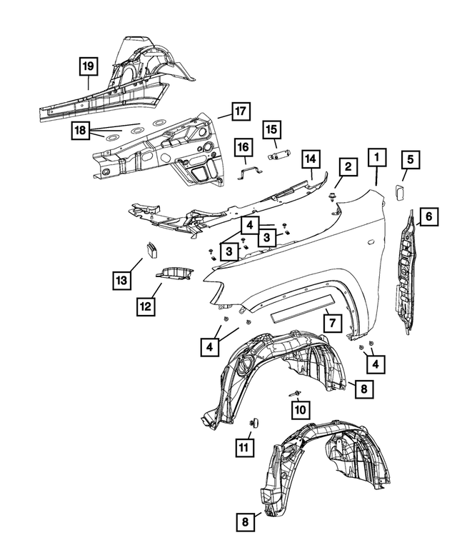 « 68036197AA – Body Sheet Metal Except Doors : Arrière De Fixation D'aile Support, Droit Ou Gauche pour Mopar Image »