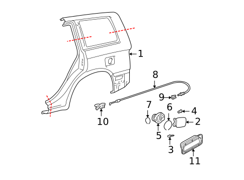 Fuel Door for 2001 Toyota Highlander #0
