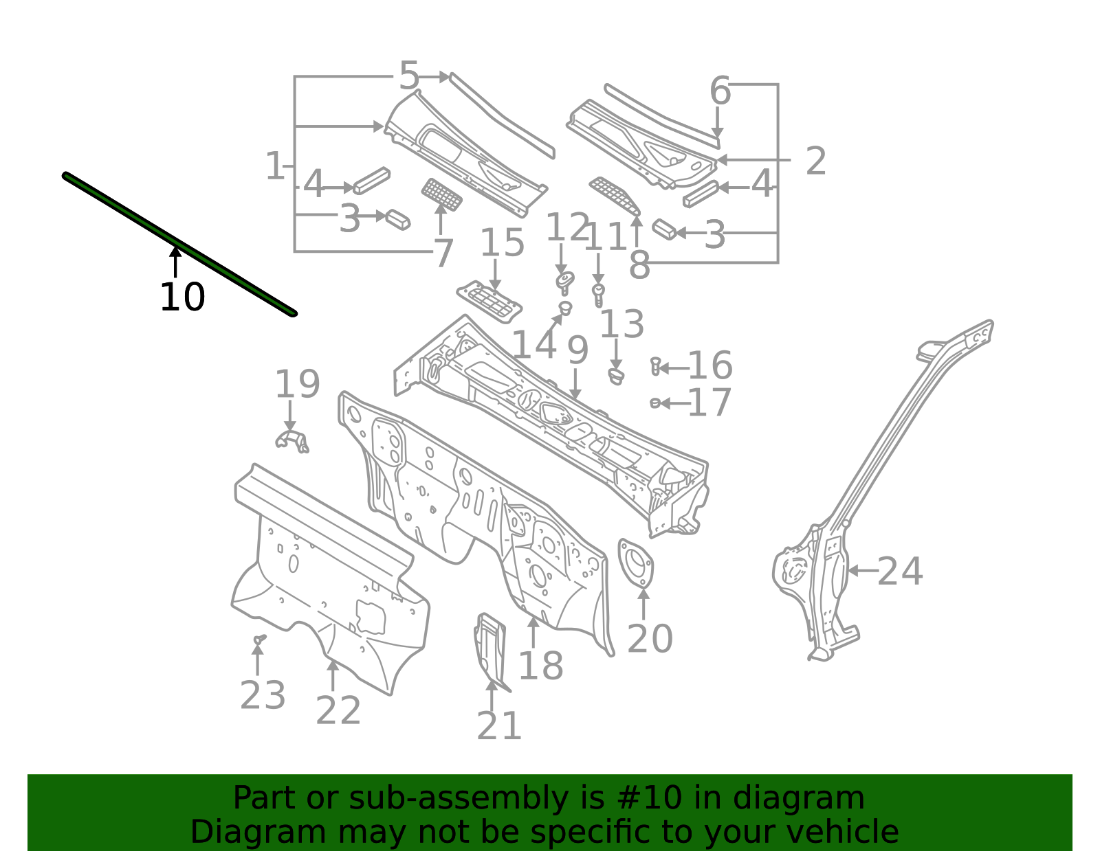 66830-9Z400 - Cowl Top Panel Seal Strip - 2001-2004 Nissan Frontier ...