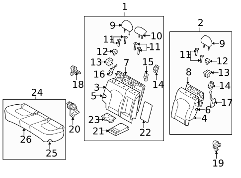 Rear Seat Components for 2012 Hyundai Tucson #0