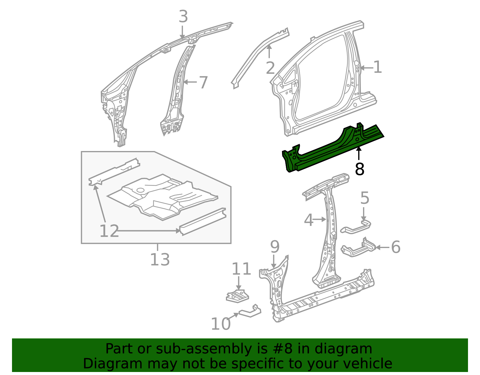 2009-2013 Honda Fit Rocker Panel 04641-TK6-A01ZZ | Honda Factory Parts