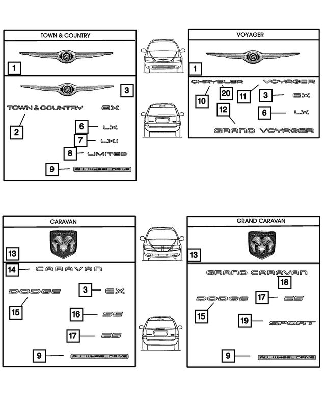 4805554AC - Exterior Ornamentation: Lxi Nameplate for Mopar Image