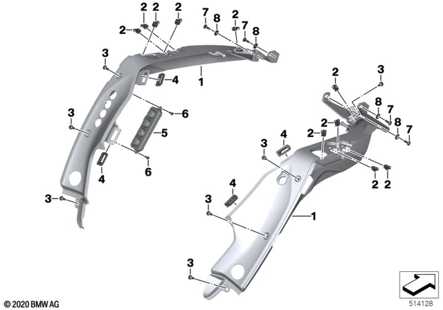 46637710434 - Frame and Mounting Parts: Interior Trim - Front Right for BMW-Motorrad Image