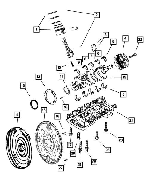 Crankshaft, Pistons and Torque Converter for 2005 Jeep Grand Cherokee #0