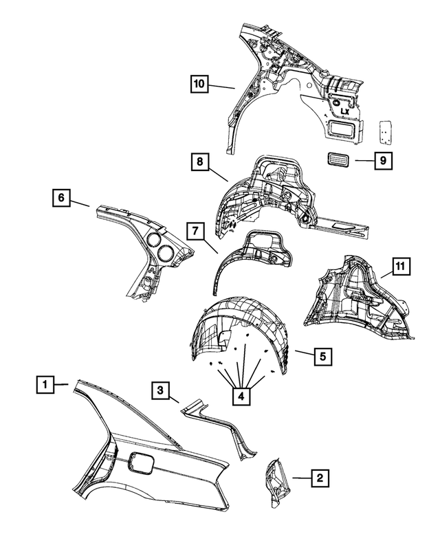 68437513AC - Body Sheet Metal Except Doors: Body Side Aperture Outer Panel, Left for Mopar Image