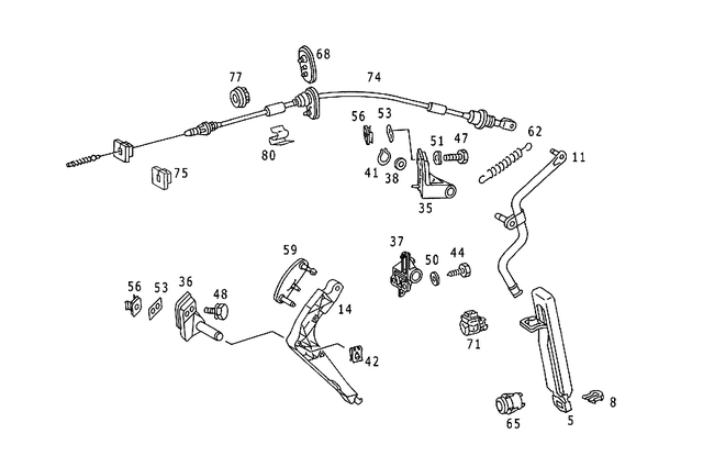 1263000504 - Control: Accelerator Pedal for Mercedes-Benz: 190, 190D, 190E, 200, 200D, 260E, 280E, 280S, 280SE, 280SEL, 300CE, 300D, 300E, 300SE, 300SEL, 300TD, 300TE, 380SE, 380SEC, 380SEL, 400E, 500E, 560SEC, 560SEL, G55 AMG Image image