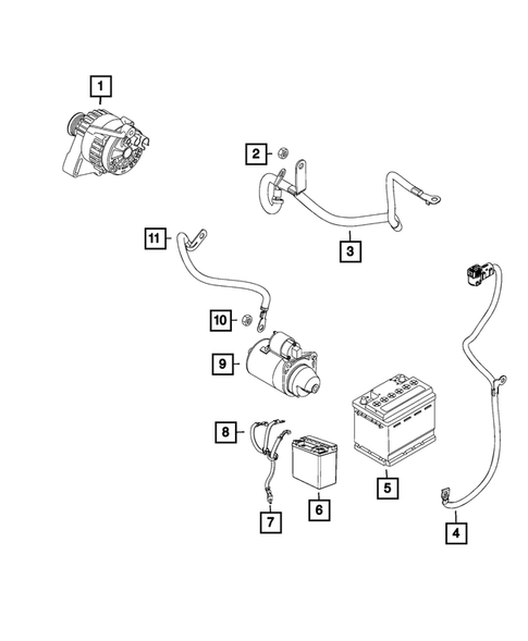 Battery, Battery Tray and Cables for 2019 Jeep Compass #1