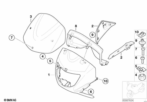 Motorcycle Trim Section, Windshield for 2001 BMW-Motorrad F 650 GS #1