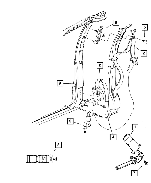 WP151QLAD - Interior Trim: Front Inner Seat Belt, Left for Mopar Image