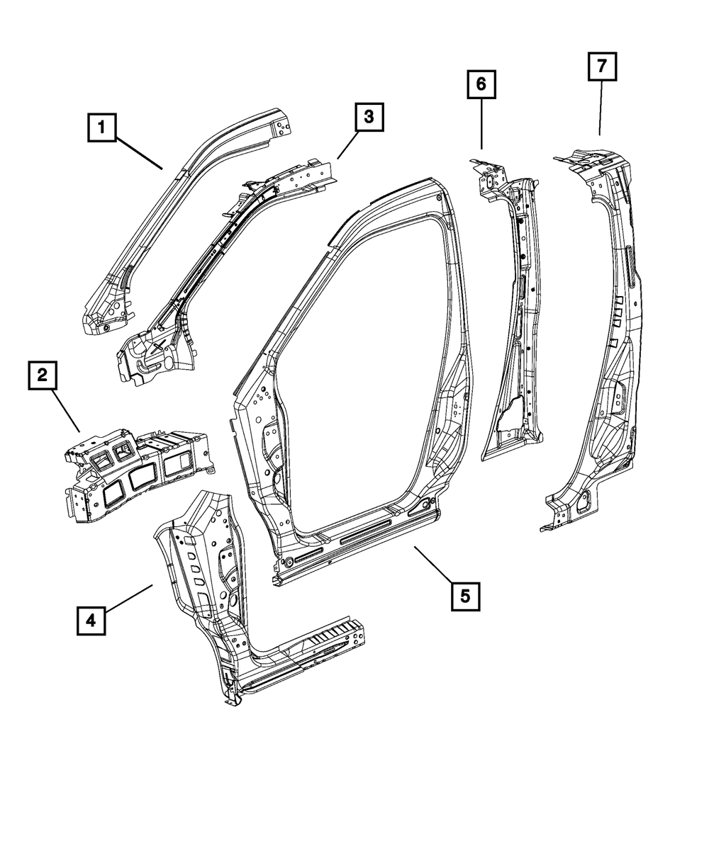 B-Pillar Reinforcement, Left - Mopar (68354086AA)