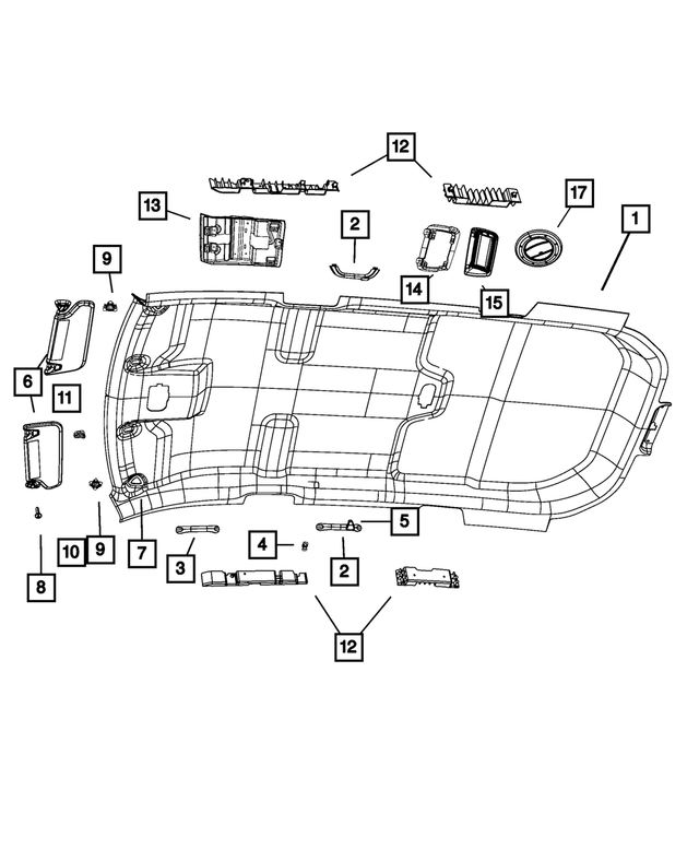 68046077AA - : Overhead Console Retainer for Mopar Image