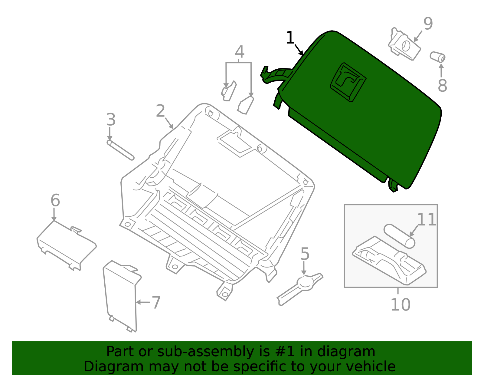 51166839000 - 2011-2017 BMW X3 & 2015-2018 BMW X4 - Glove Box Door 