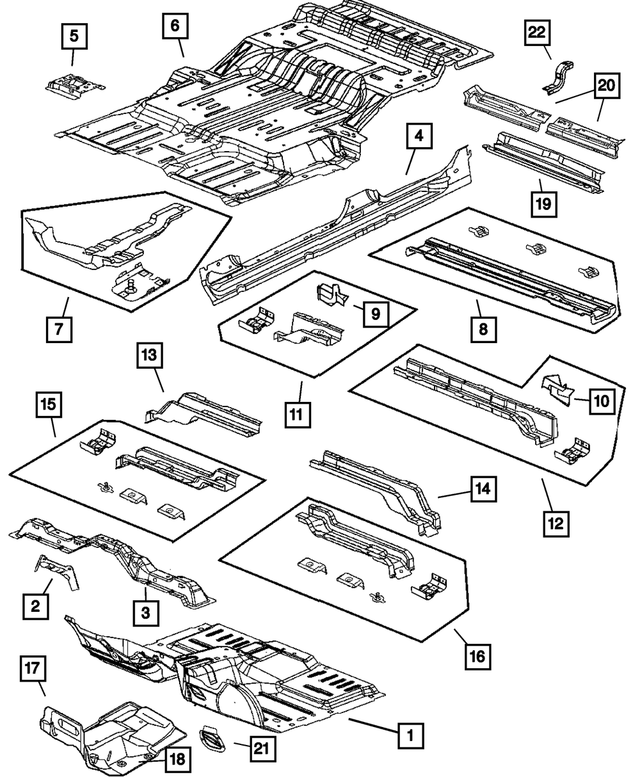 55362392AD - Body Sheet Metal Except Doors: Front Floor Pan for Mopar Image