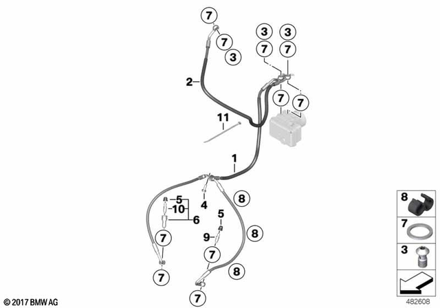 34328533908 - : Brake Line, Front Brake Circuit for BMW-Motorrad Image