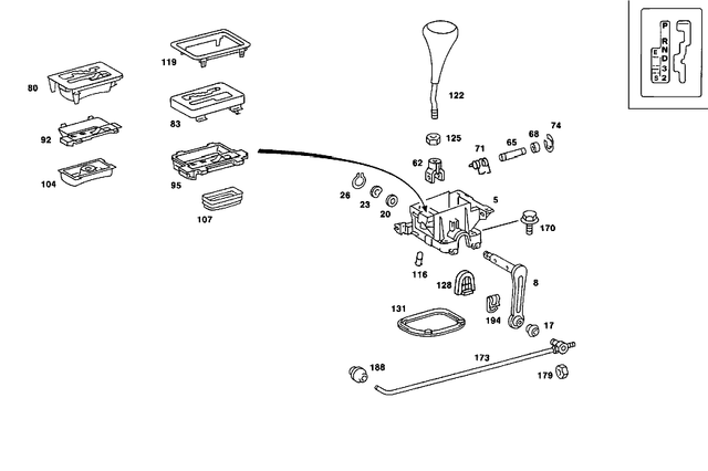 1245843838 - Gearshift Mechanism: Sticker for Mercedes-Benz: 190D, 190E Image image