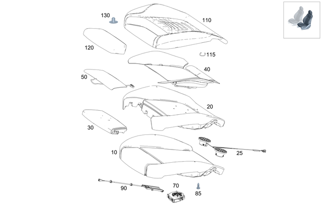 1769104501 - : Cover, Backrest for Mercedes-Benz: AMG GT 43, AMG GT 53, AMG GT 63, AMG GT 63 S, C350e, C400, C43 AMG, C450 AMG, C63 AMG, C63 AMG S, CLA250, CLA35 AMG, CLA45 AMG, CLA45 AMG S, E300, E350, E43 AMG, E53 AMG, E63 AMG S, GLA250, GLC300, GLC43 AMG, GLC63 AMG, GLC63 AMG S Image