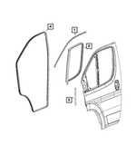 68134397AB - Doors, Door Mirrors and Related Parts: Front Door Glass Run Weatherstrip for Ram: ProMaster 1500, ProMaster 2500, ProMaster 3500, ProMaster EV Image