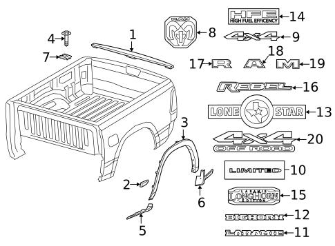 Exterior Trim - Pick UP Box for 2024 Ram 1500 #3