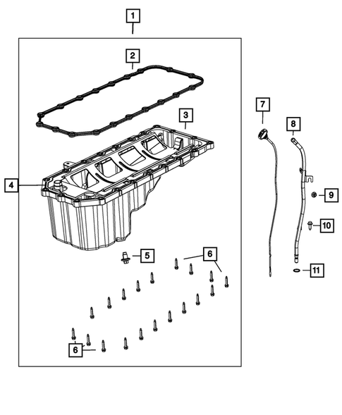 Engine Oiling, Oil Pan and Indicator (Dipstick) for 2012 Jeep Grand Cherokee #1