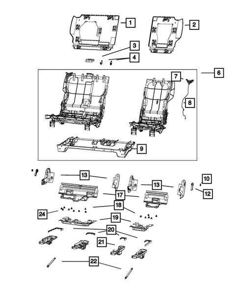 Rear Seats - Second Row - Adjusters, Recliners, Shields and Risers for 2014 Fiat 500L #0