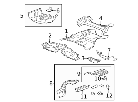 Rear Floor & Rails for 2010 Honda Accord #1