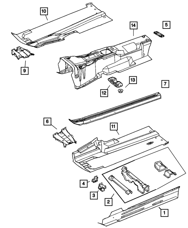 « 5098230AA – Body Sheet Metal Except Doors : Latéral De Seuil Intérieur Panneau, Côté Droit pour Mopar Image »