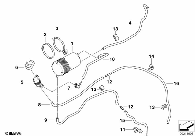 16131464924 - Fuel Supply: Activated Charcoal Filter -  for BMW-Motorrad Image