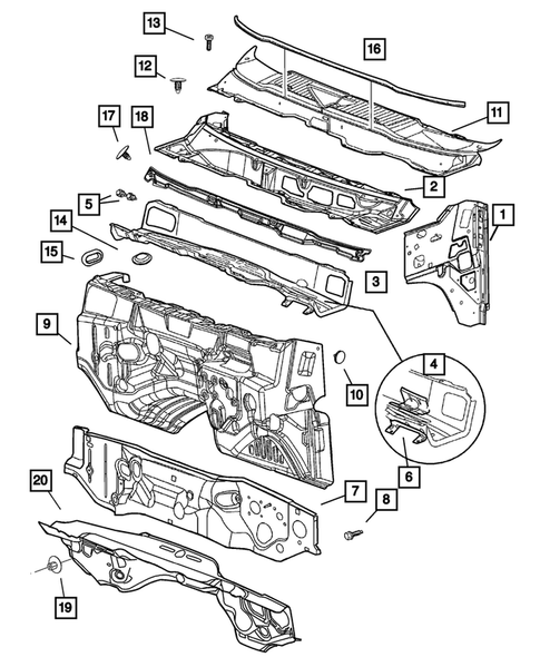 Cowl and Dash Panel for 2002 Dodge Ram 1500 #0