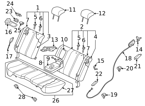Rear Seat Components for 2011 Mazda CX-7 #0