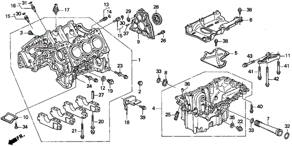 Cylinder Block - Oil Pan (V6) for 1996 Acura TL #0