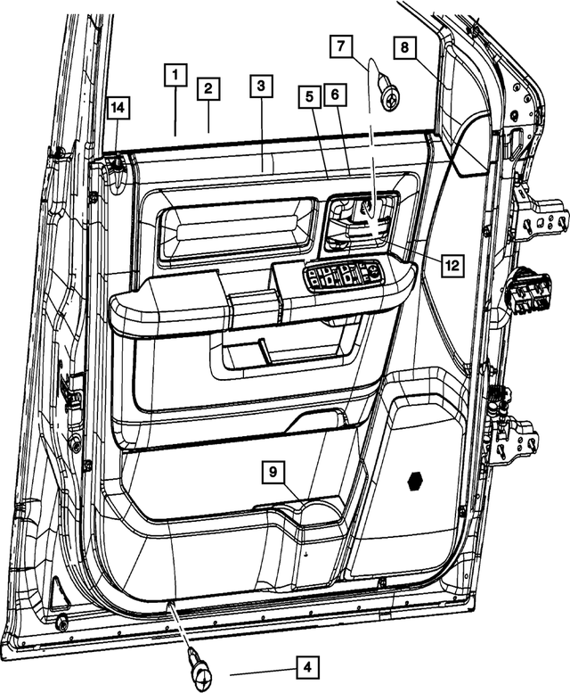 1VY501U7AH - Interior Trim: Front Door Trim Panel, Right for Mopar Image image