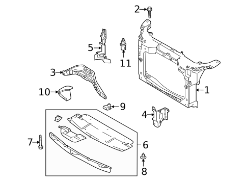 Radiator Support for 2009 Ford Taurus X #0