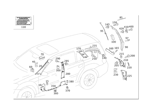 Paneling for a, B, C and D-Pillars for 2009 Mercedes-Benz GL550 #0