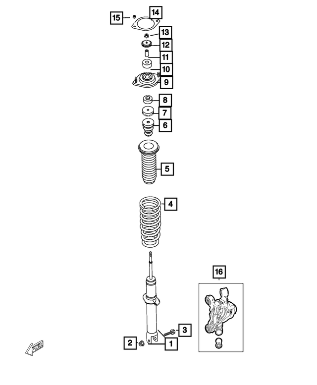 68337466AA - Rear Suspension: Suspension Strut for Mopar Image