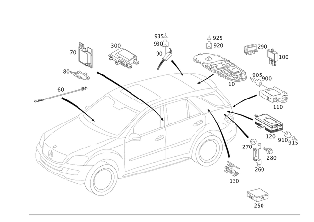 1648202975 - Electrical System: Antenna for Mercedes-Benz: GL320, GL550, ML320, ML350, ML450, ML500, ML550, ML63 AMG, R320, R350, R500 Image image
