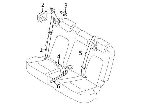 Second Row Seat Belts for 2009 Kia Borrego #0