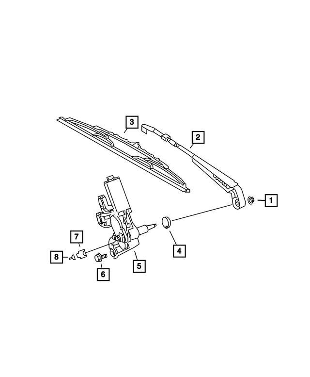 68006512AA - Wiper/Lock Cylinder and Keys: Wiper Arm, Right Door for Mopar Image