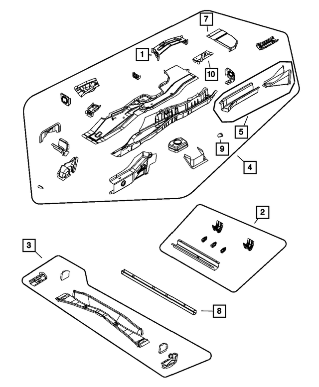 « 5115273AJ – Frame, Bumper and Fascia : Plancher Traverse, Côté Gauche pour Mopar Image »