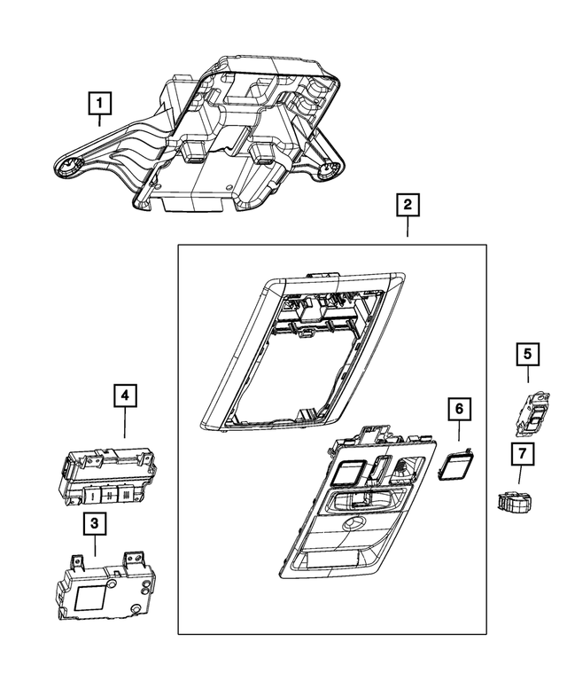7GD88BD1AA - Interior Trim: Overhead Console for Mopar Image