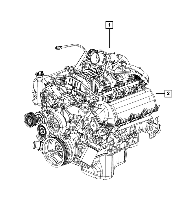 R2637078AC - 3.7L Gas; Engine: Long Block Engine, Remanufactured for Mopar Image