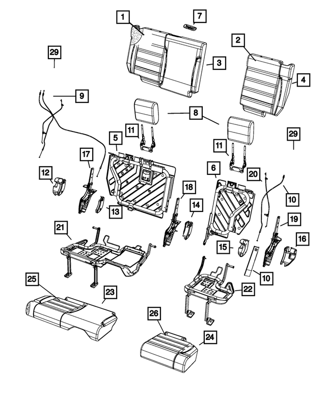 68039679AA - Interior Trim: Rear Seat Back Frame for Mopar Image