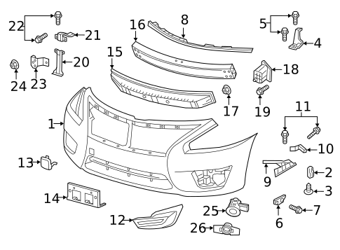 Bumper & Components - Front for 2015 Nissan Altima #0