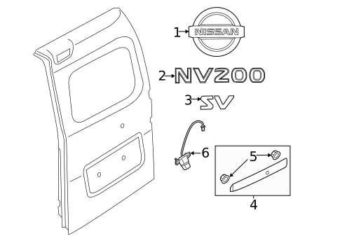 Exterior Trim - Back Door for 2019 Nissan NV200 #0