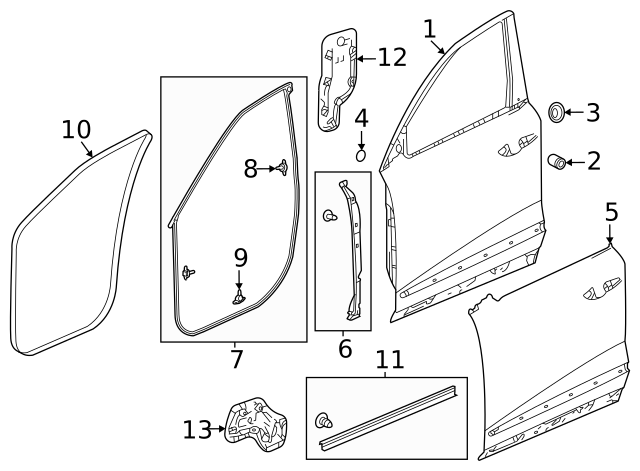 67010TYA315ZZ - Body: Door Shell for Acura Image