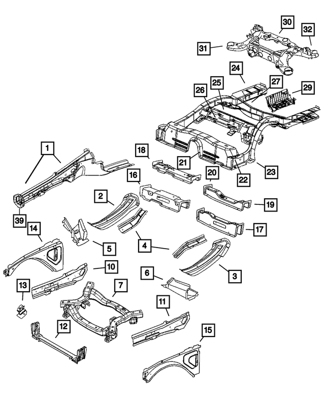 4780769AB - Frames and Bumpers: Front Side Rail Front Rail, Left for Mopar Image image