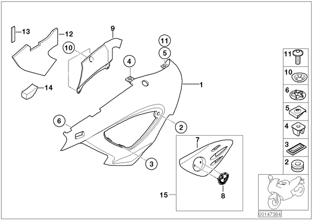 46638521574 - : Trim Insert, Primed, Right for BMW-Motorrad Image
