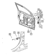 4589139AA - Doors, Door Mirrors and Related Parts: Door Latch Striker Spacer for Chrysler: 200, 300, Pacifica, Town &amp; Country, Voyager | Dodge: Caliber, Charger, Dart, Durango, Grand Caravan, Journey, Ram 1500, Ram 2500, Ram 3500 | Jeep: Cherokee, Compass, Gladiator, Grand Cherokee, Grand Cherokee L, Grand Cherokee WK, Grand Wagoneer, Wagoneer, Wrangler, Wrangler JK | Ram: 1500, 1500 Classic, 2500, 3500, C/V Image