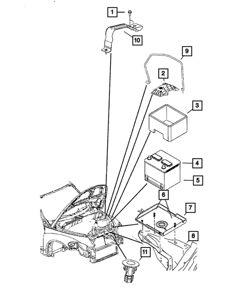 Battery, Battery Tray and Cables for 2008 Chrysler PT Cruiser #0