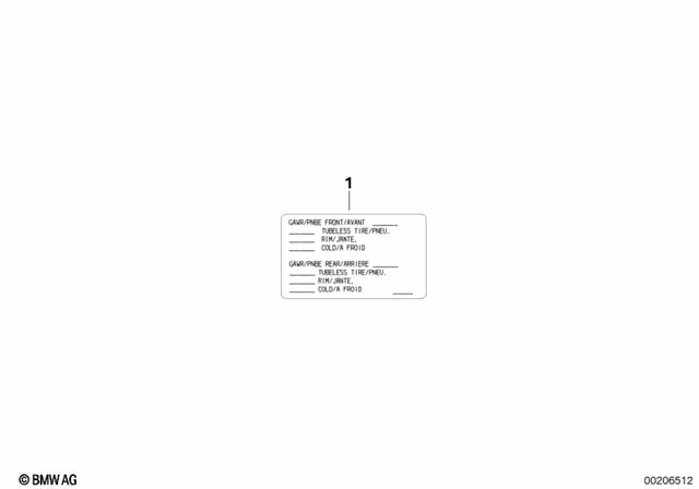 71241539949 - Parts and Accessories for Engine / Chassis: Label "Tires" - Us/canada for BMW-Motorrad Image