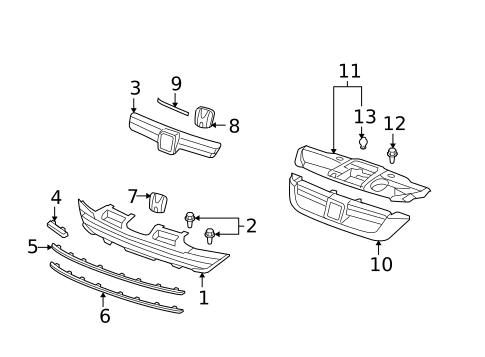 Grille & Components for 2007 Honda CR-V #0
